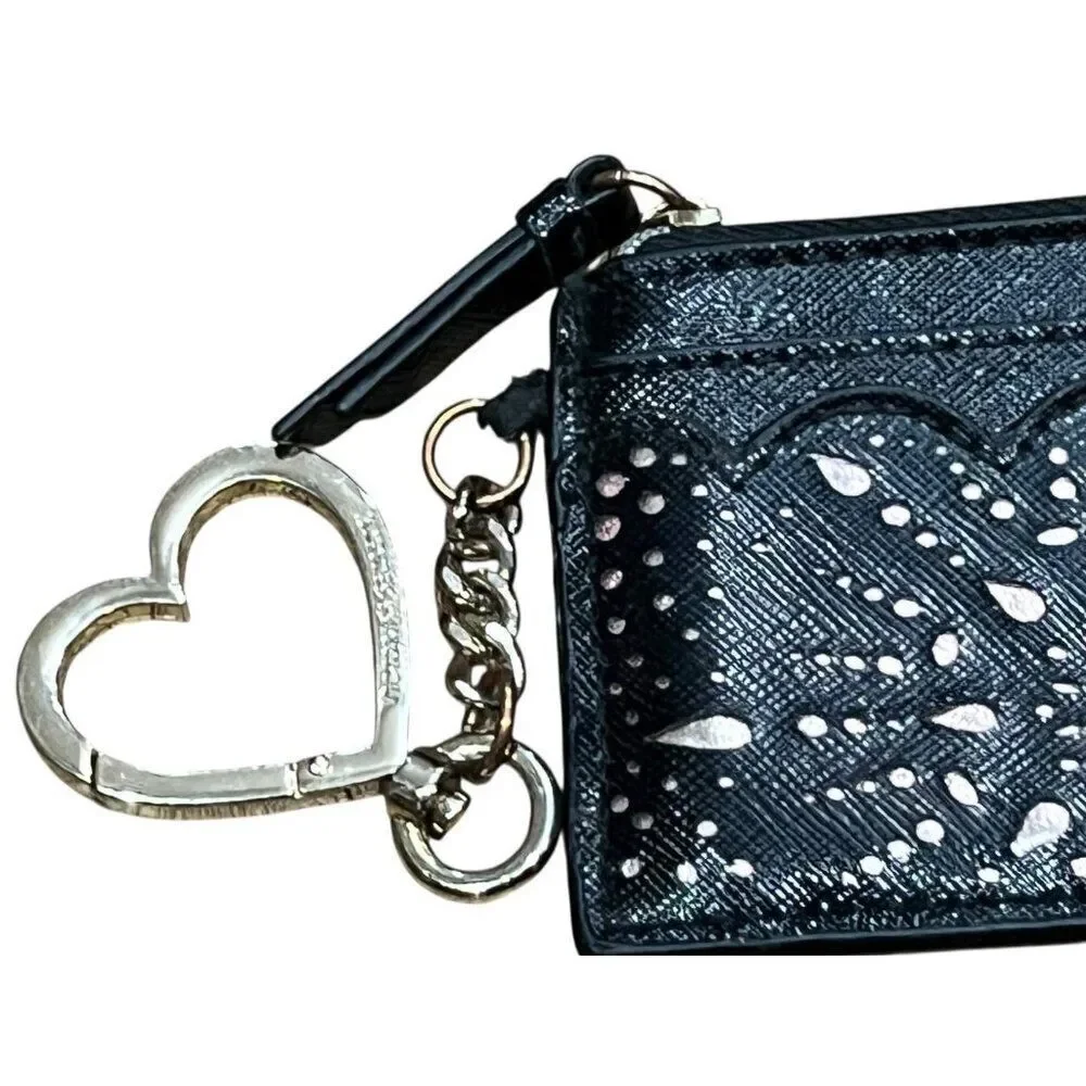 Victoria's Secret Credit Card Case Keychain Charm Coin Wallet Black Rose Gold